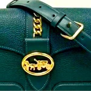 Coach C1531 Georgie Flap Shoulder Bag In Dark Ivy.